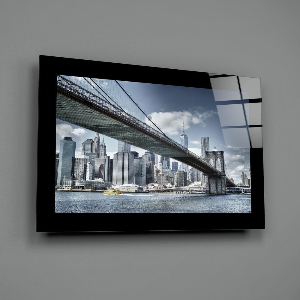 Under Brooklyn Bridge Skyline Glass Wall Art