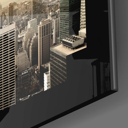 Sepia Sunbeam Tower Skyline New York Glass Wall Art