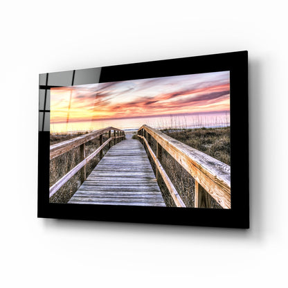 Dune Boardwalk Pastel Sunset Glass Wall Art