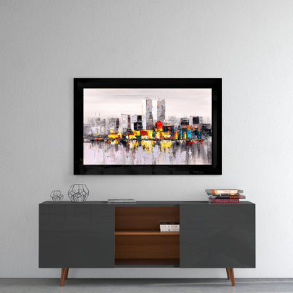 Palette Knife Gray Skyline Glass Wall Art