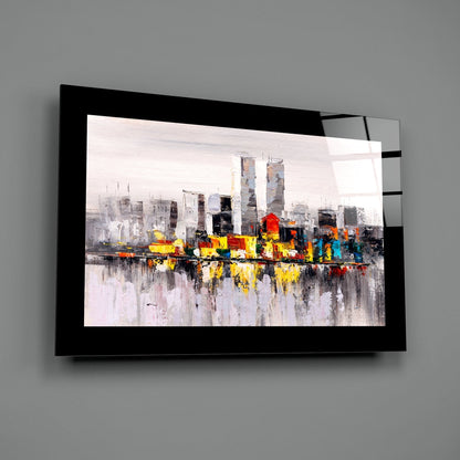 Palette Knife Gray Skyline Glass Wall Art