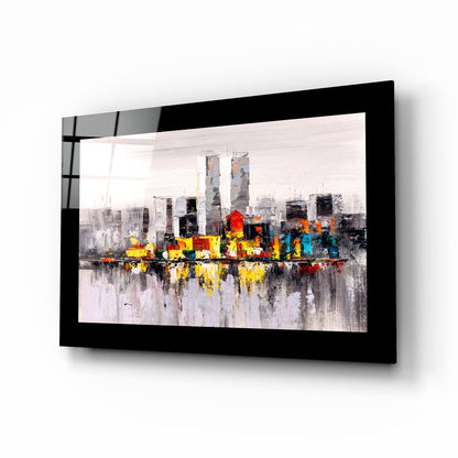 Palette Knife Gray Skyline Glass Wall Art