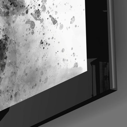 Ink Splatter Wolf Portrait Glass Wall Art