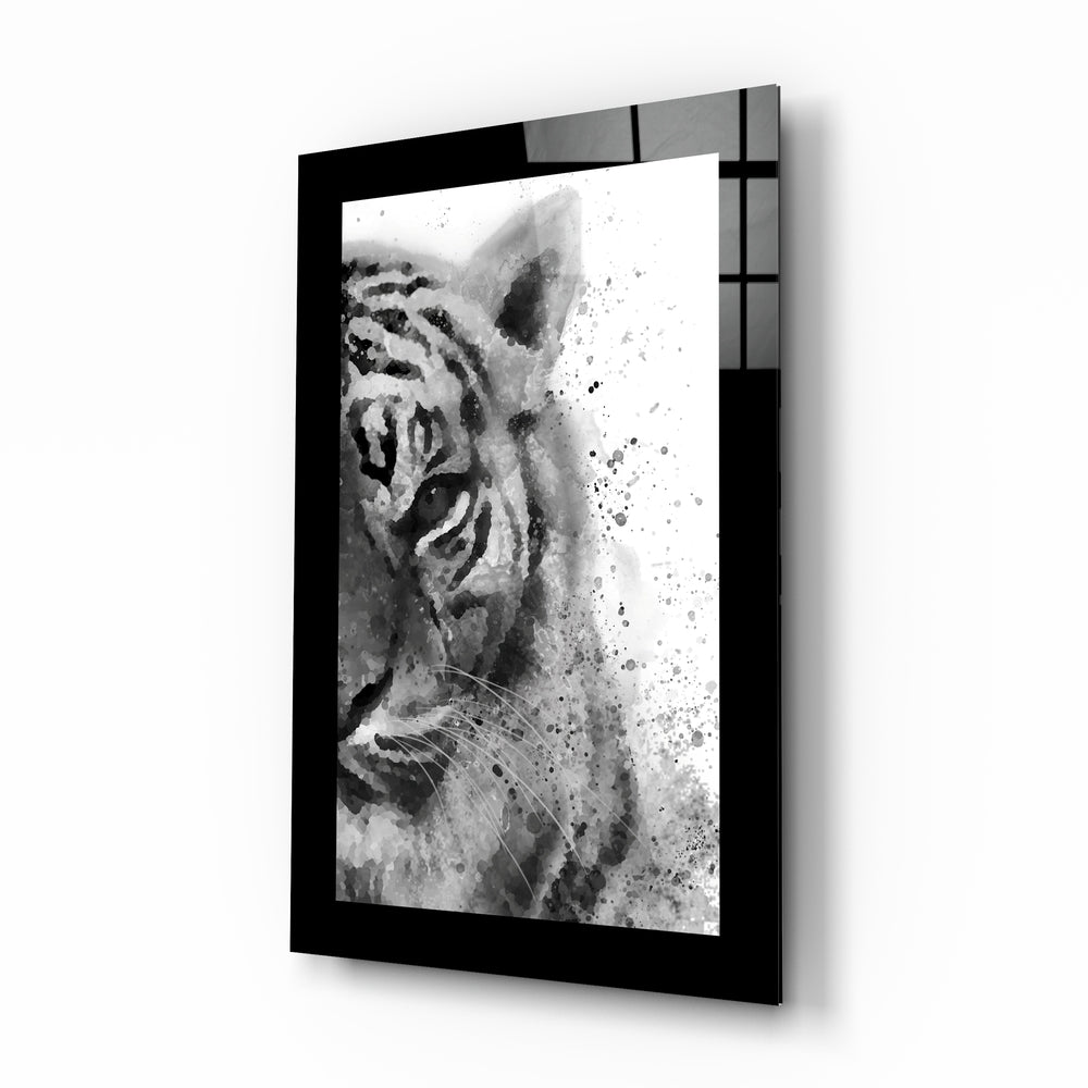 Watercolor Tiger Profile Glass Wall Art