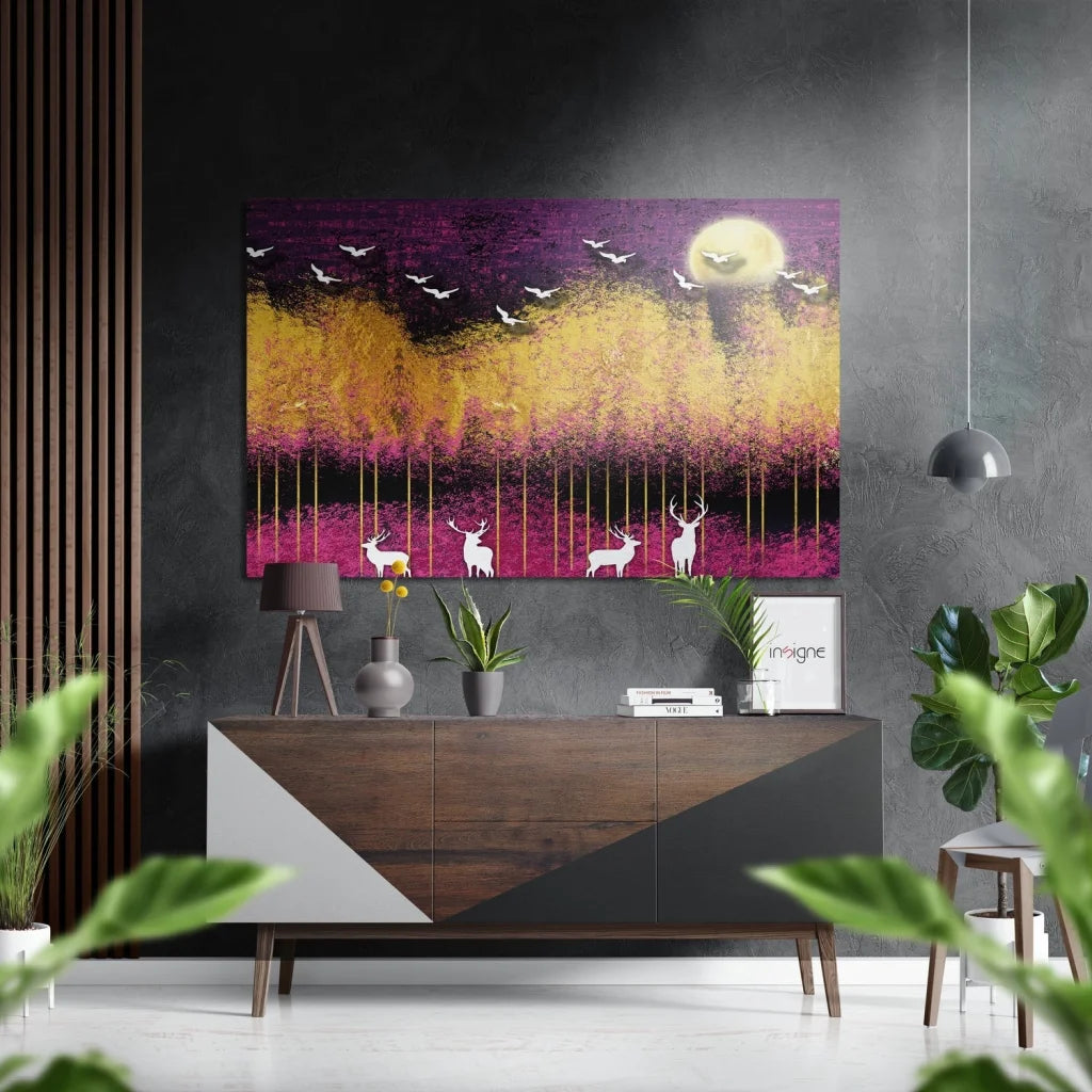 Vibrant deer abstract on brushed aluminium dibond print