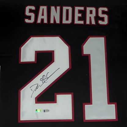 Deion Sanders autographed Atlanta Falcons black #21 framed jersey