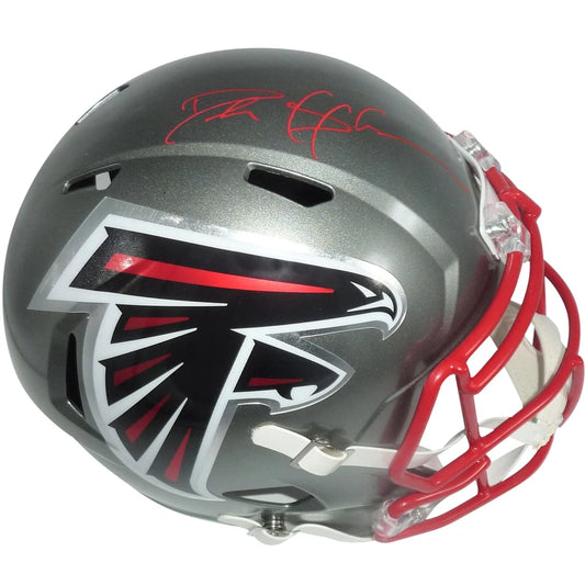 Deion Sanders autographed Atlanta Falcons silver helmet with red logo