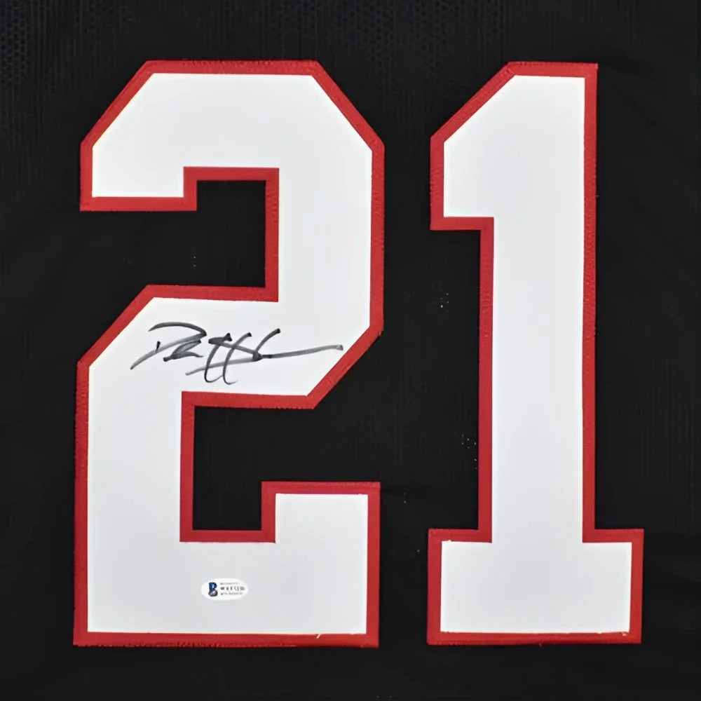 Deion Sanders autographed Atlanta jersey number 21 black white red trim