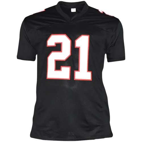 Deion Sanders autographed Atlanta jersey number 21 black and white