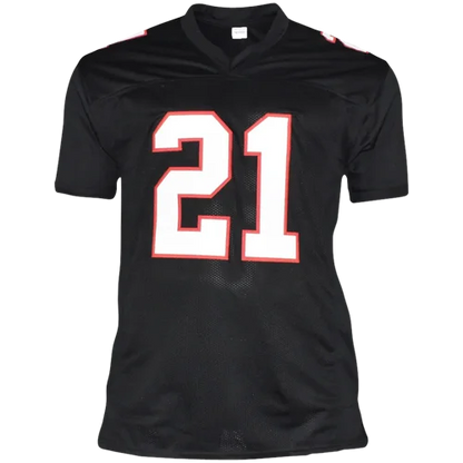 Deion Sanders autographed Atlanta jersey number 21 black and white