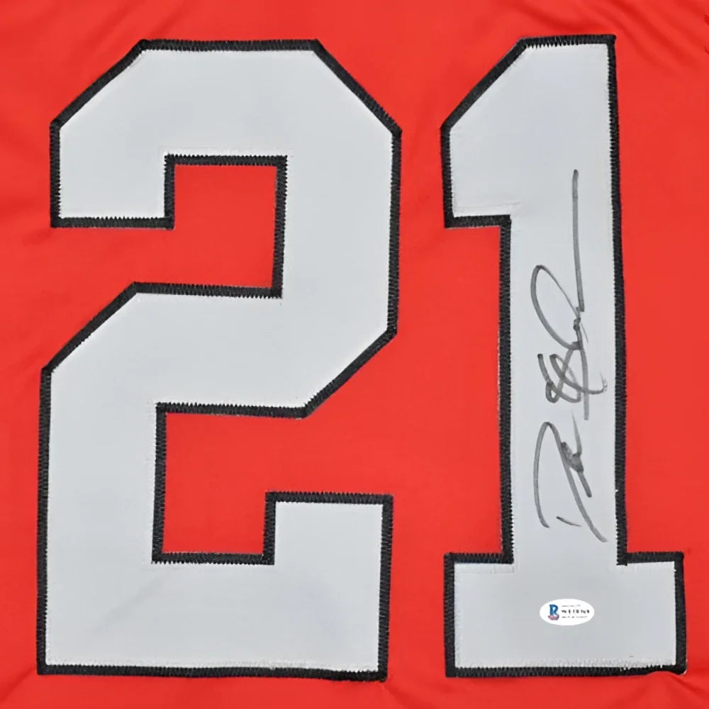 Deion Sanders autographed Atlanta red #21 custom jersey with signature