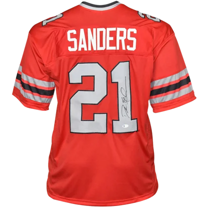 Deion Sanders autographed Atlanta red #21 jersey with Sanders 21