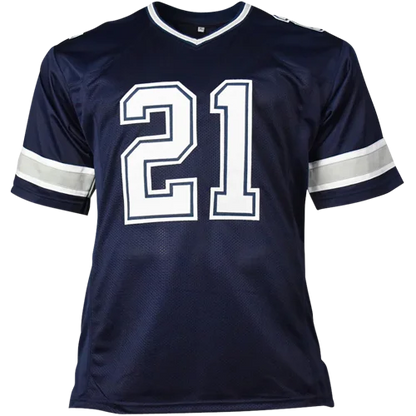 Deion Sanders autographed navy blue Dallas #21 custom jersey