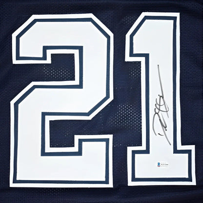 Deion Sanders autographed navy blue Dallas #21 custom jersey