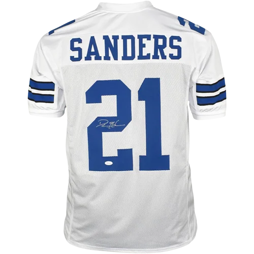 Deion Sanders autographed white Dallas Cowboys jersey #21