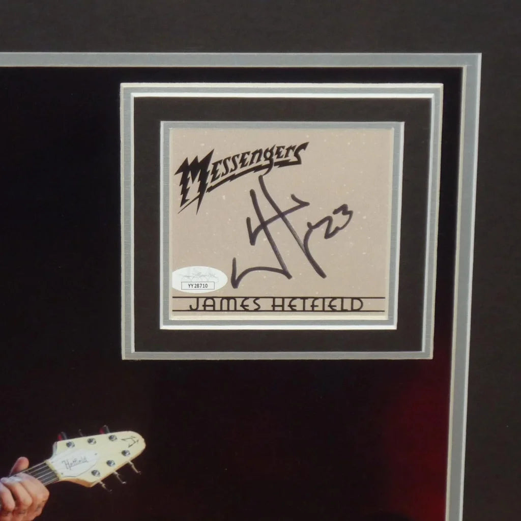 Deluxe framed 16x20 James Hetfield autographed Metallica Messengers guitar art