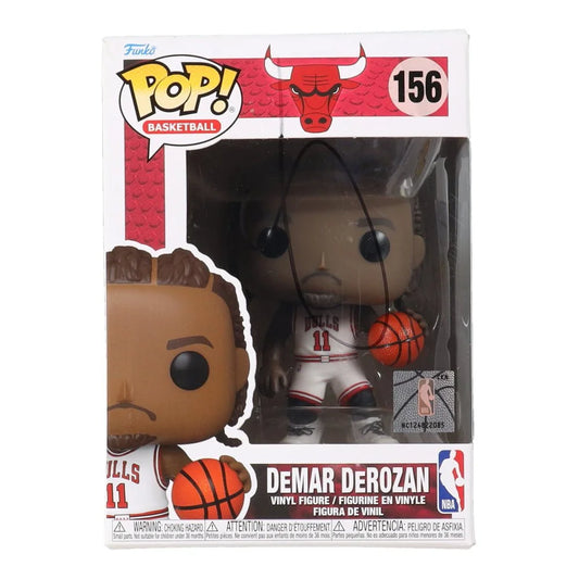 Funko Pop Demar Derozan signed basketball figure in original packaging, perfect for collectors