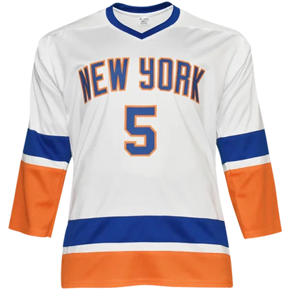 Denis Potvin autographed New York Islanders white custom hockey jersey #5