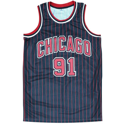 Dennis Rodman autographed Chicago Bulls black pinstripe #91 jersey