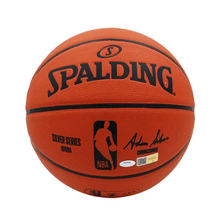 Dennis Rodman signed silver series NBA orange basketball