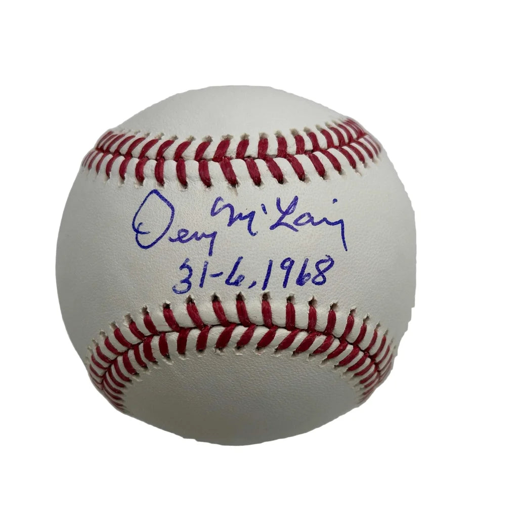 Denny McLain signed 1968 Rawlings MLB baseball with authentication