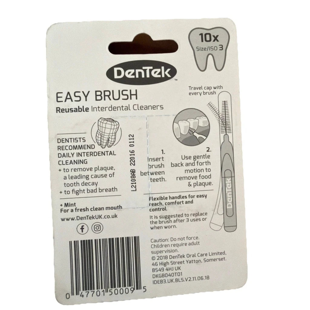 DenTek Easy Brush interdental brushes ISO3 0.6mm reusable mint flavor pack
