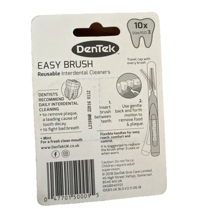 DenTek Easy Brush interdental brushes ISO3 0.6mm reusable mint flavor pack