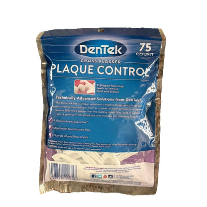 Dentek plaque control cross flosser 75ct 4 pack white floss picks
