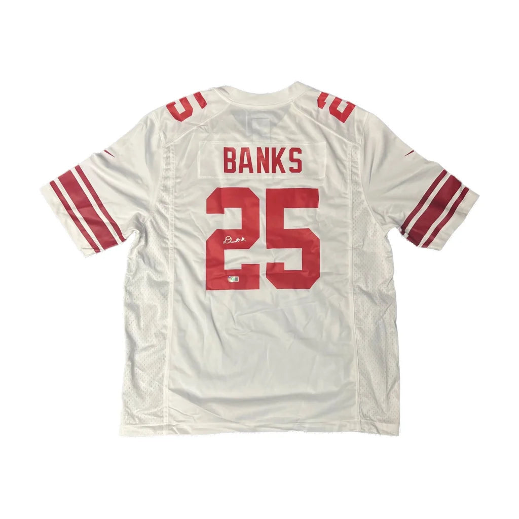 Deonte Banks signed San Francisco 49ers jersey with Banks 25