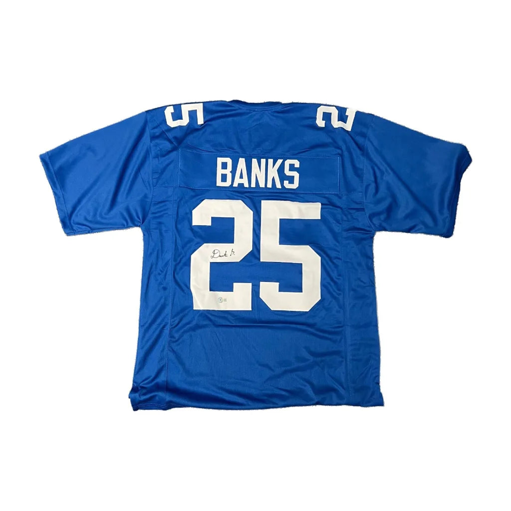 Deonte Banks Signed Giants Custom Blue Jersey with Beckett Auth | Creative Sports | vintageantiquesgifts.com