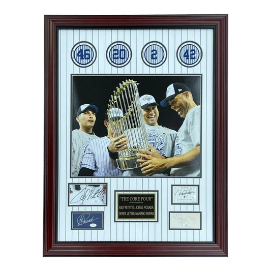 Derek Jeter, Posada, Pettitte, Rivera autographed Yankees Core Four deluxe framed cut