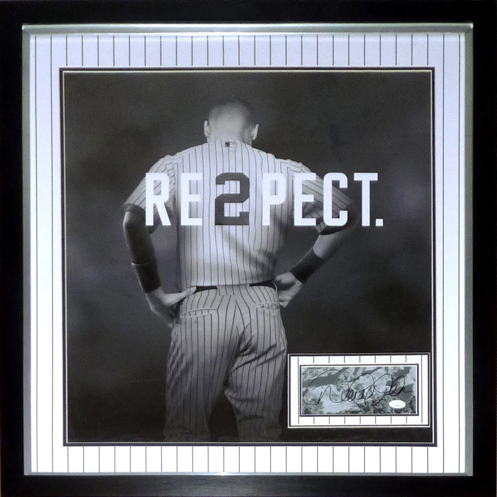 Derek Jeter autographed deluxe framed Yankees RESPECT jersey poster