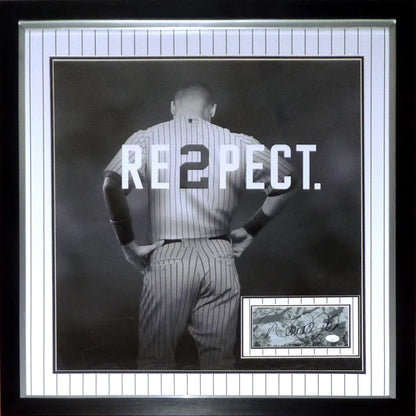 Derek Jeter autographed deluxe framed Yankees RESPECT jersey poster