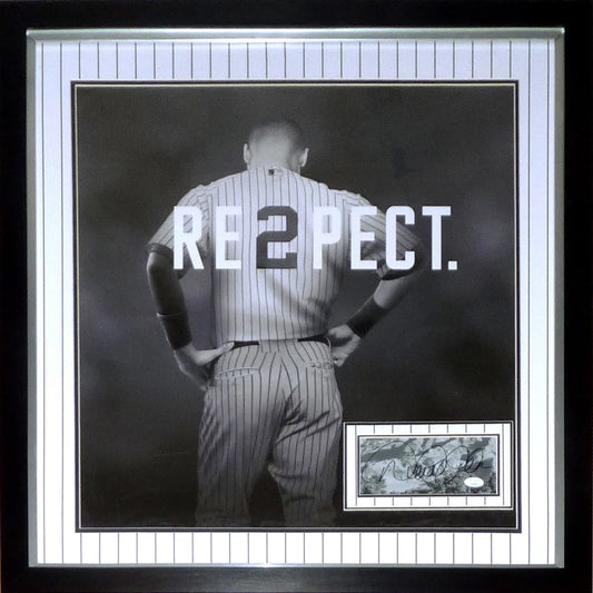 Derek Jeter autographed deluxe framed Yankees RESPECT jersey poster