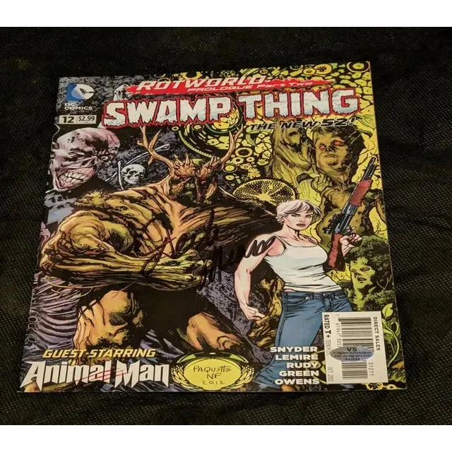 Derek Mears autographed Swamp Thing Issue 12 comic with Animal Man artwork