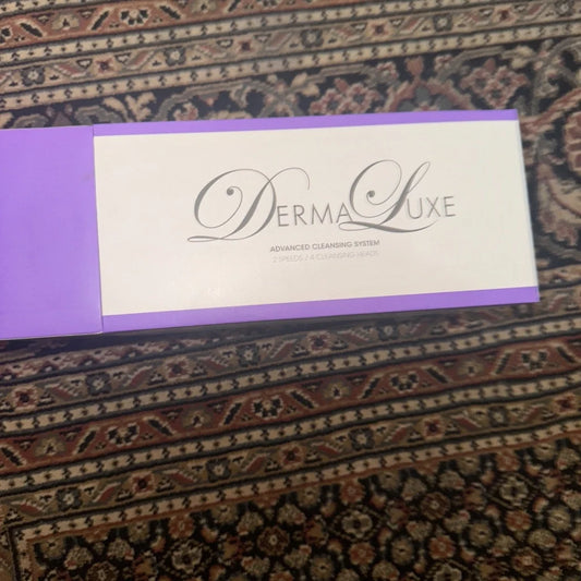 Dermaluxe advance cleansing system purple white box with 4 cleansing heads
