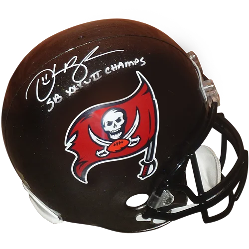 Derrick Brooks autographed Tampa Bay Buccaneers replica helmet with Brady signed mini