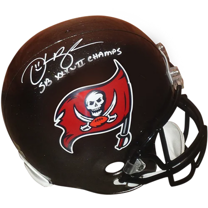 Derrick Brooks autographed Tampa Bay Buccaneers replica helmet with Brady signed mini