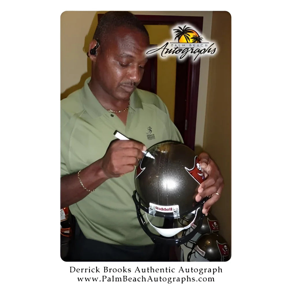 Derrick Brooks autographed Tampa Bay Buccaneers replica helmet with SB XXXVII logo