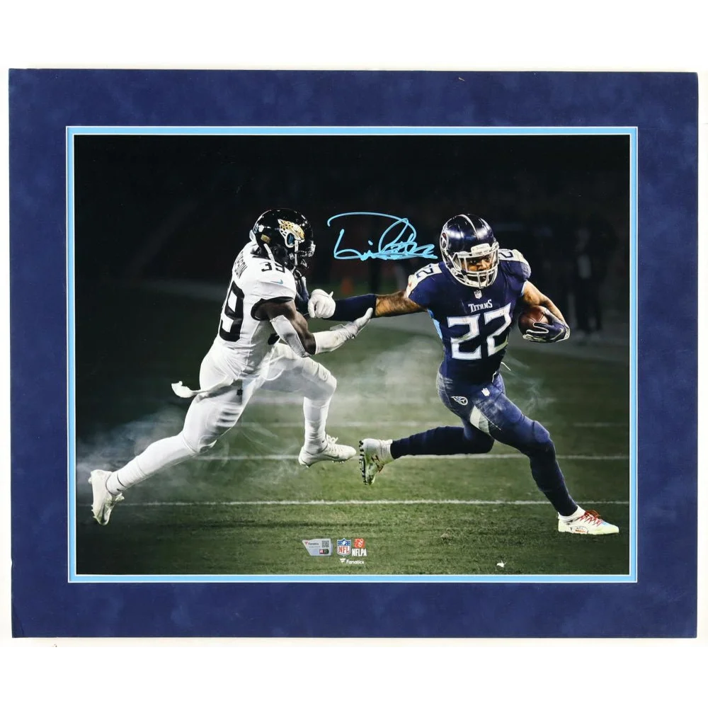 Autographed Derrick Henry NFL football print with Fanatics hologram 20x24 display