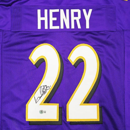 Derrick Henry custom jersey autographed Baltimore Ravens purple 22