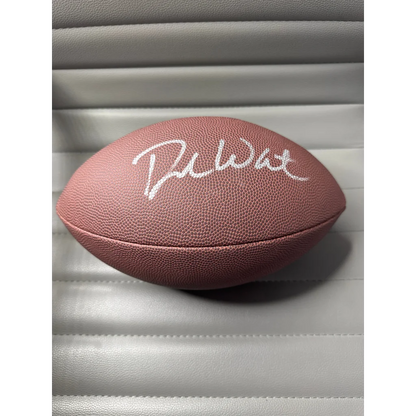 Pink pebbled-leather Deshaun Watson autographed football with white autograph, super star certified