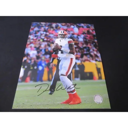 Autographed Deshaun Watson Cleveland Browns football photo with COA for fans