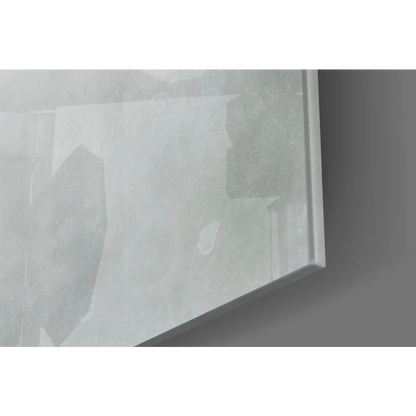 Minimalist gray abstract glass wall art print with ethereal hand silhouette