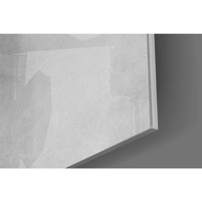 Minimalist gray concrete-framed ethereal glass wall art with haunting silhouette