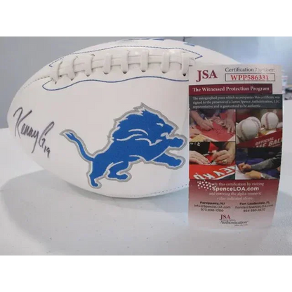 White Detroit Lions signed autographed logo football with signature and authentication