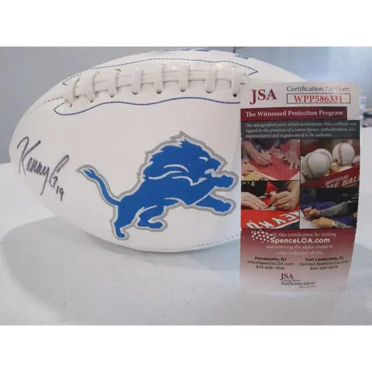 White Detroit Lions signed autographed logo football with signature and authentication