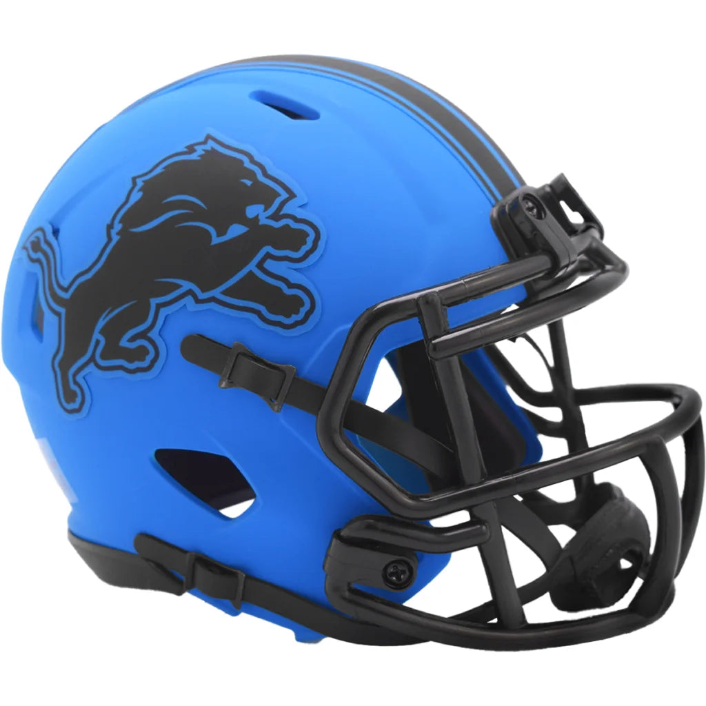 Detroit Lions speed mini football helmet in matte blue with black accents