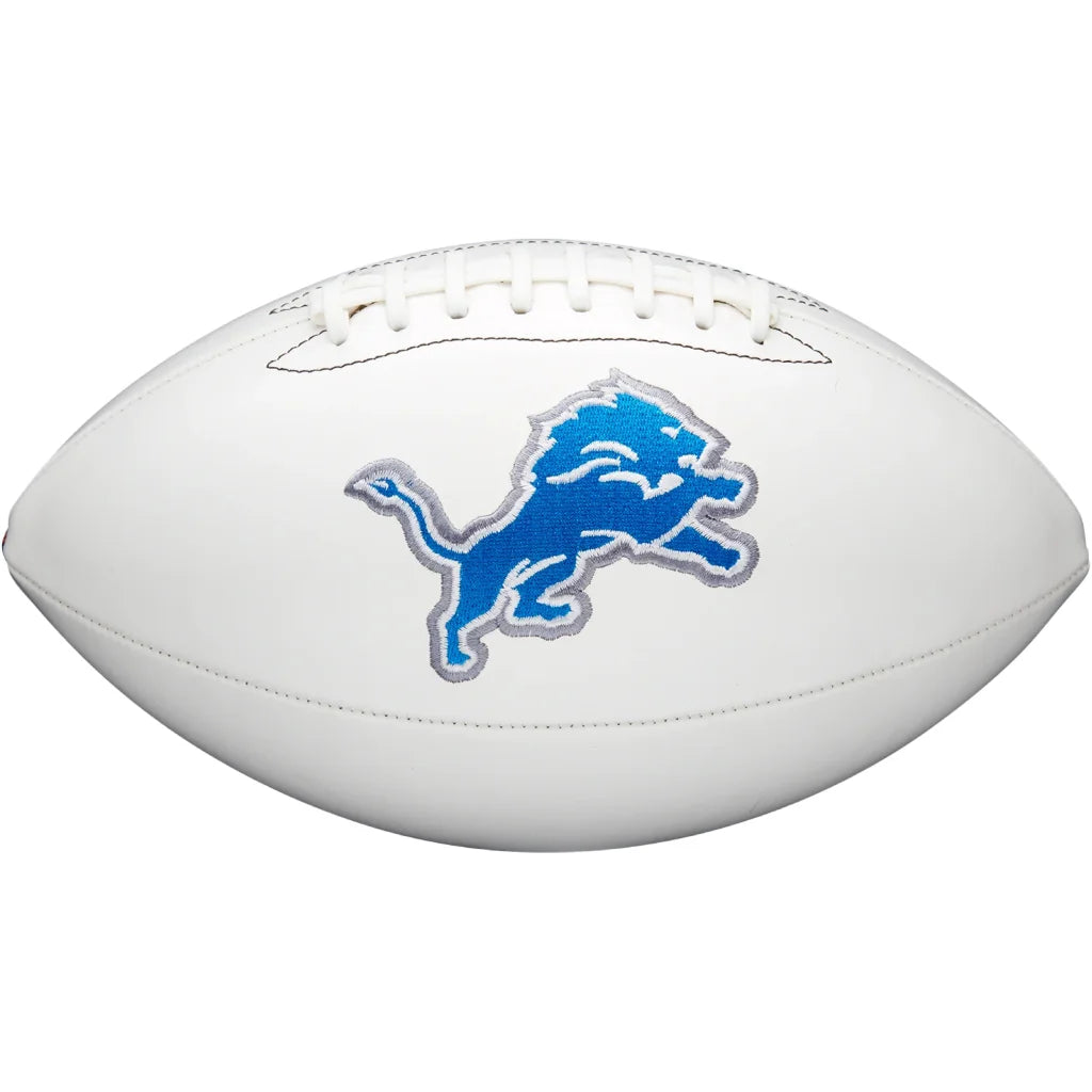 White Detroit Lions NFL autograph ball for favorite football heroes