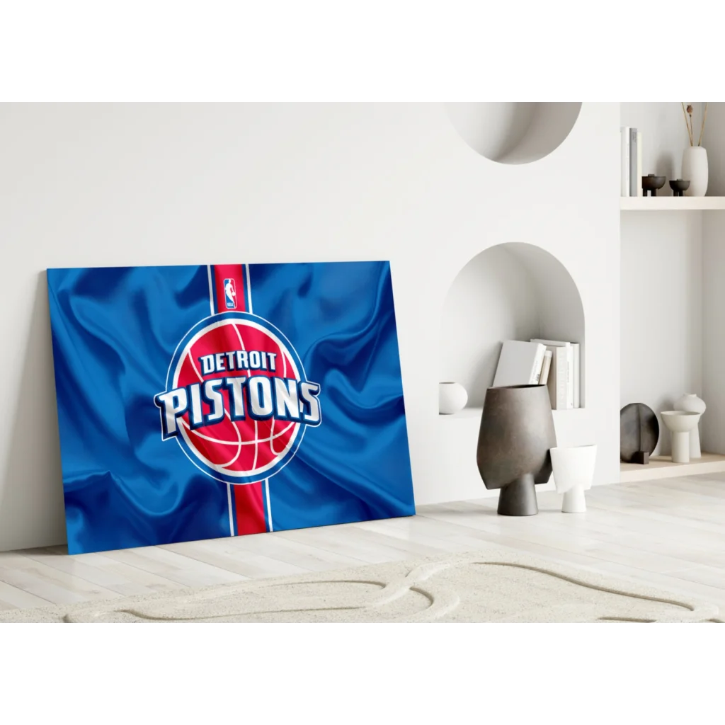 Detroit Pistons flag glass wall art for true fans